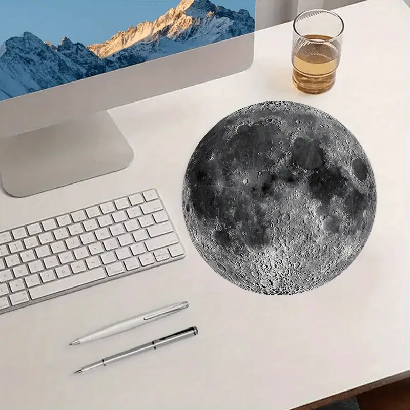 Tech Accessories For Office Desk - Lunar Surface Print Circle small mouse
