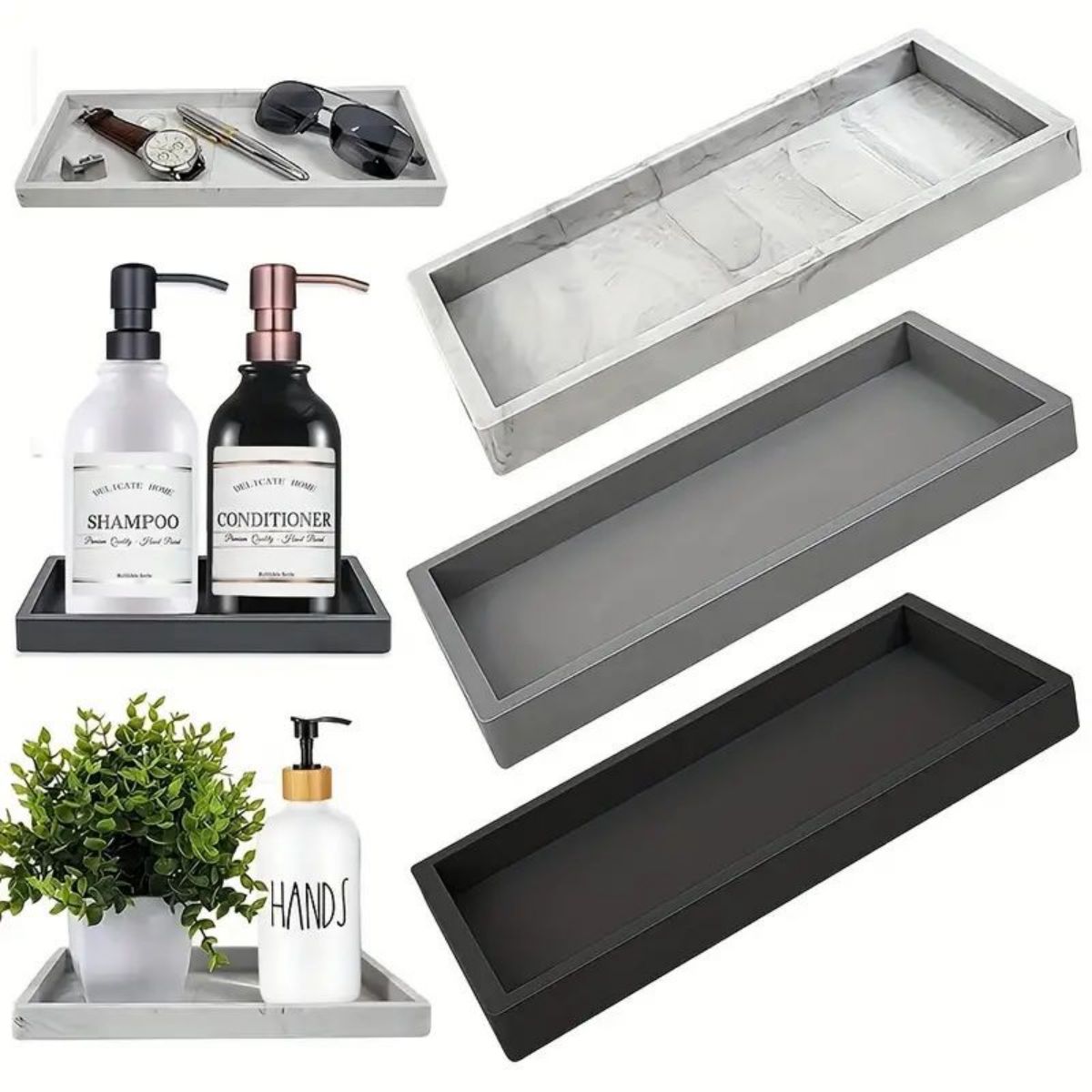 Tech Accessories For Office Desk - Multi-Purpose Silicone Desk Tray, Bathroom/Office Desktop