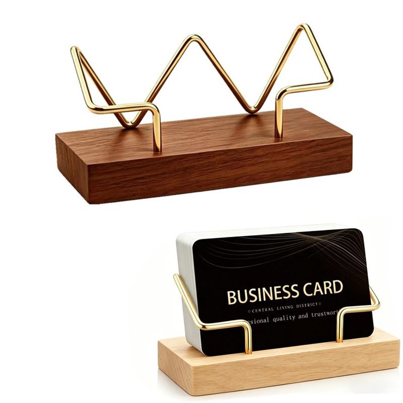 Tech Accessories For Office Desk - 【A8】Wooden Business Card Holder Organizer Office
