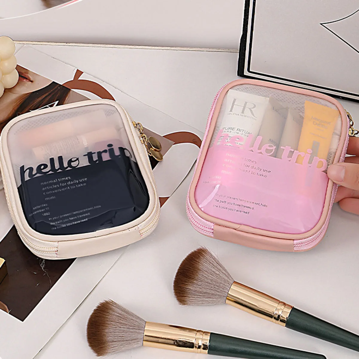 Travel Cable Organizer - Transparent Portable Cosmetic Pouch Lipstick Organizer